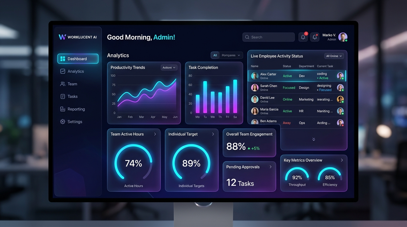 Worklucent AI Executive Telemetry Dashboard Mockup